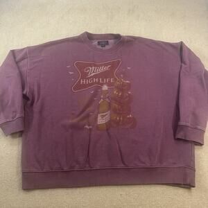 American Eagle XL Miller High Life Pumpkin Fall Sweatshirt Faded Maroon Color